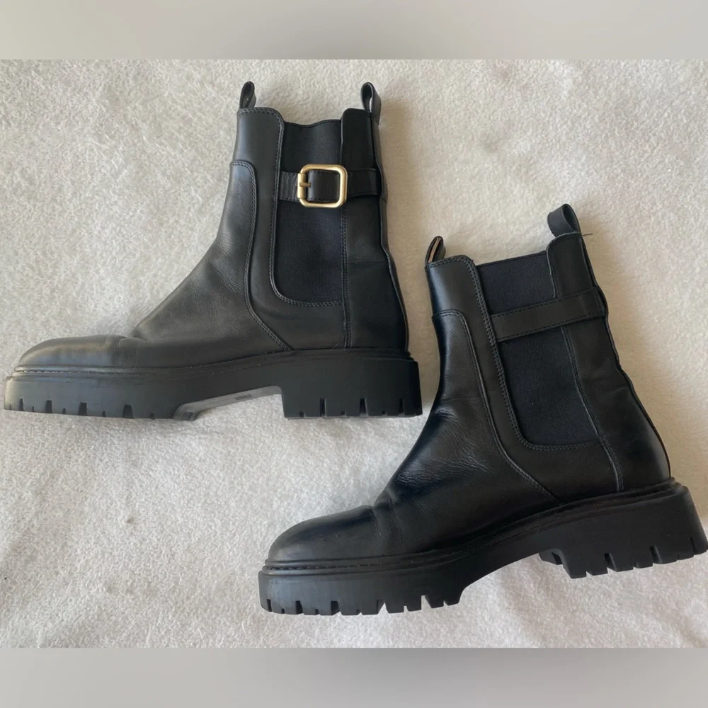 Zara Leather Ankle Moto Boots, EU 37 - Picture 9 of 16